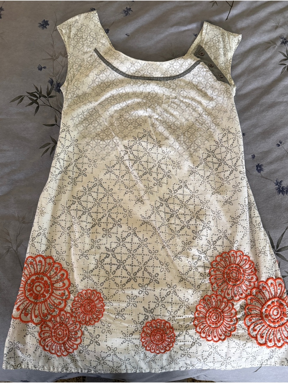 Cute Summer Anthropologie Dress with Floral Embroidery
